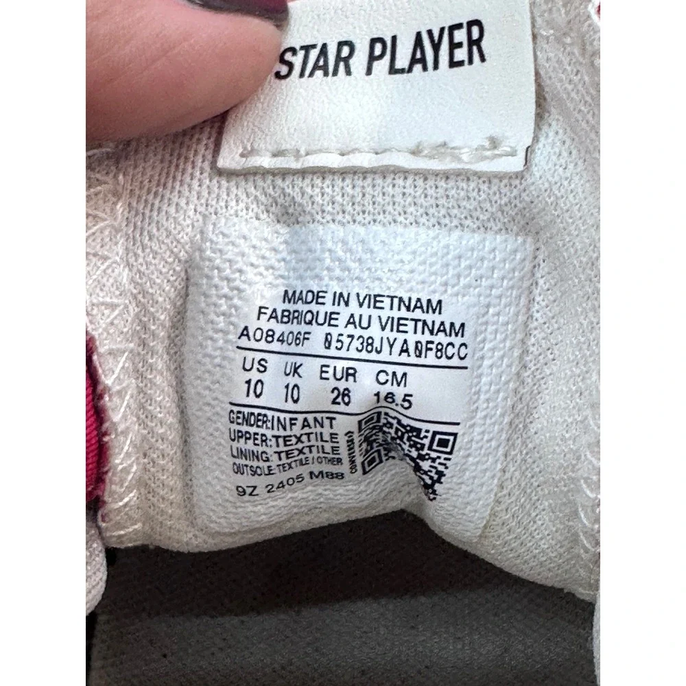 Converse Star Player Toddler Sneakers Red Canvas Hook Loop Low Top Shoes